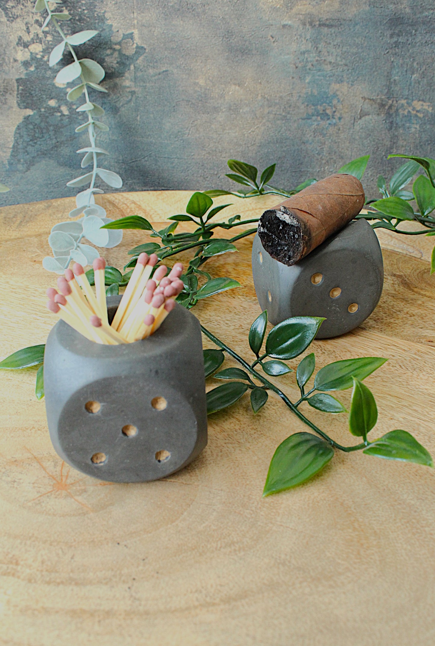 Handmade Dice Cigar Rest & Match Holder