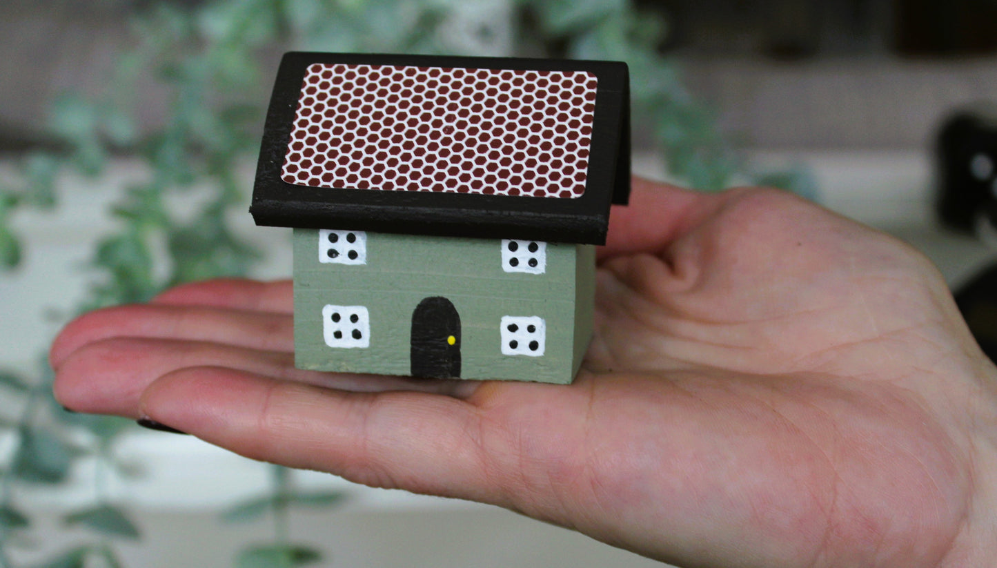Wooden Match Holder House - Hand Painted