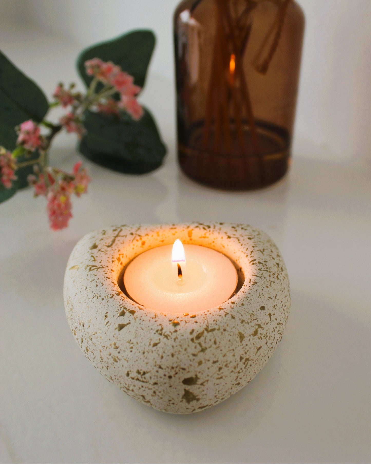 Heart Tealight Holder – Cast Stone