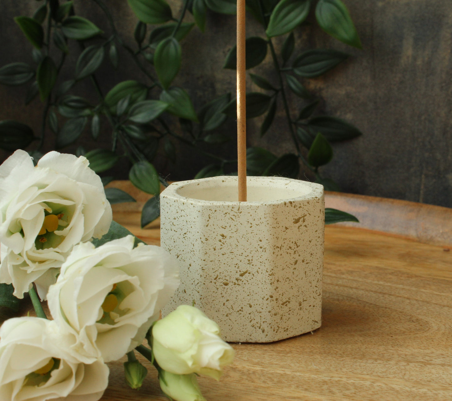 Hexagonal Cast Stone Incense Holder