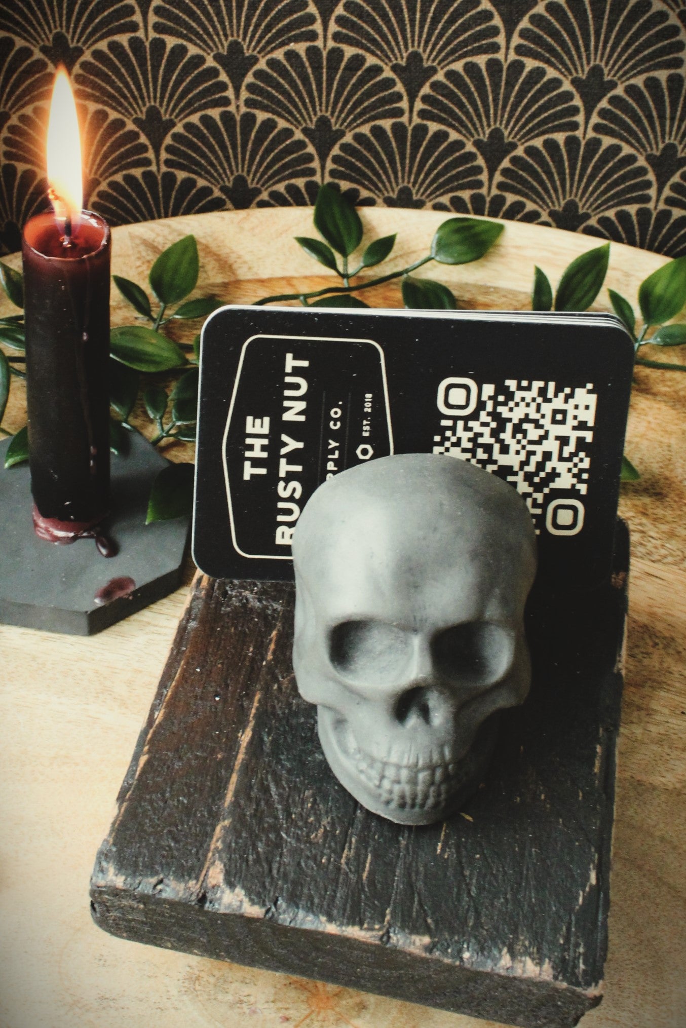 Skull Business Card Holder - Phantom Grey Stone