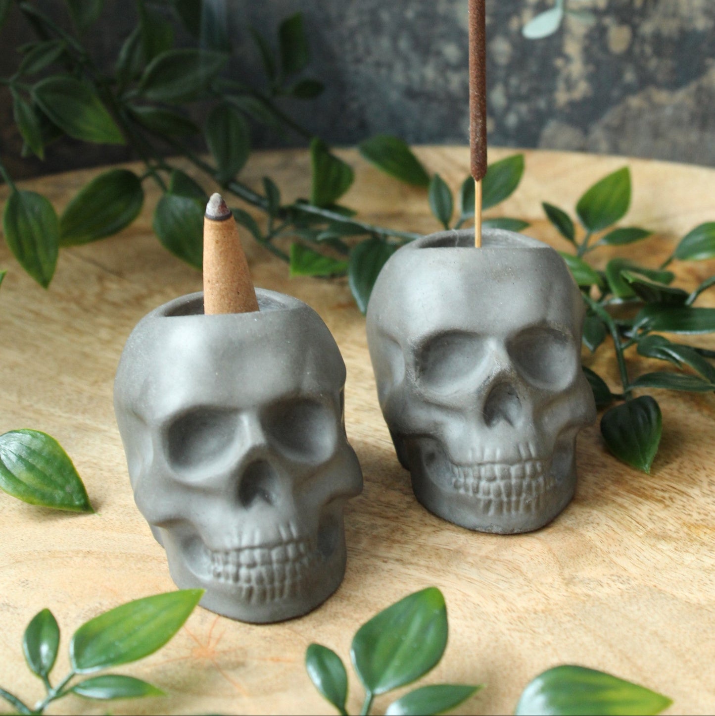 Skull Incense Holder – dual-use burner for sticks and cones – moody altar decor