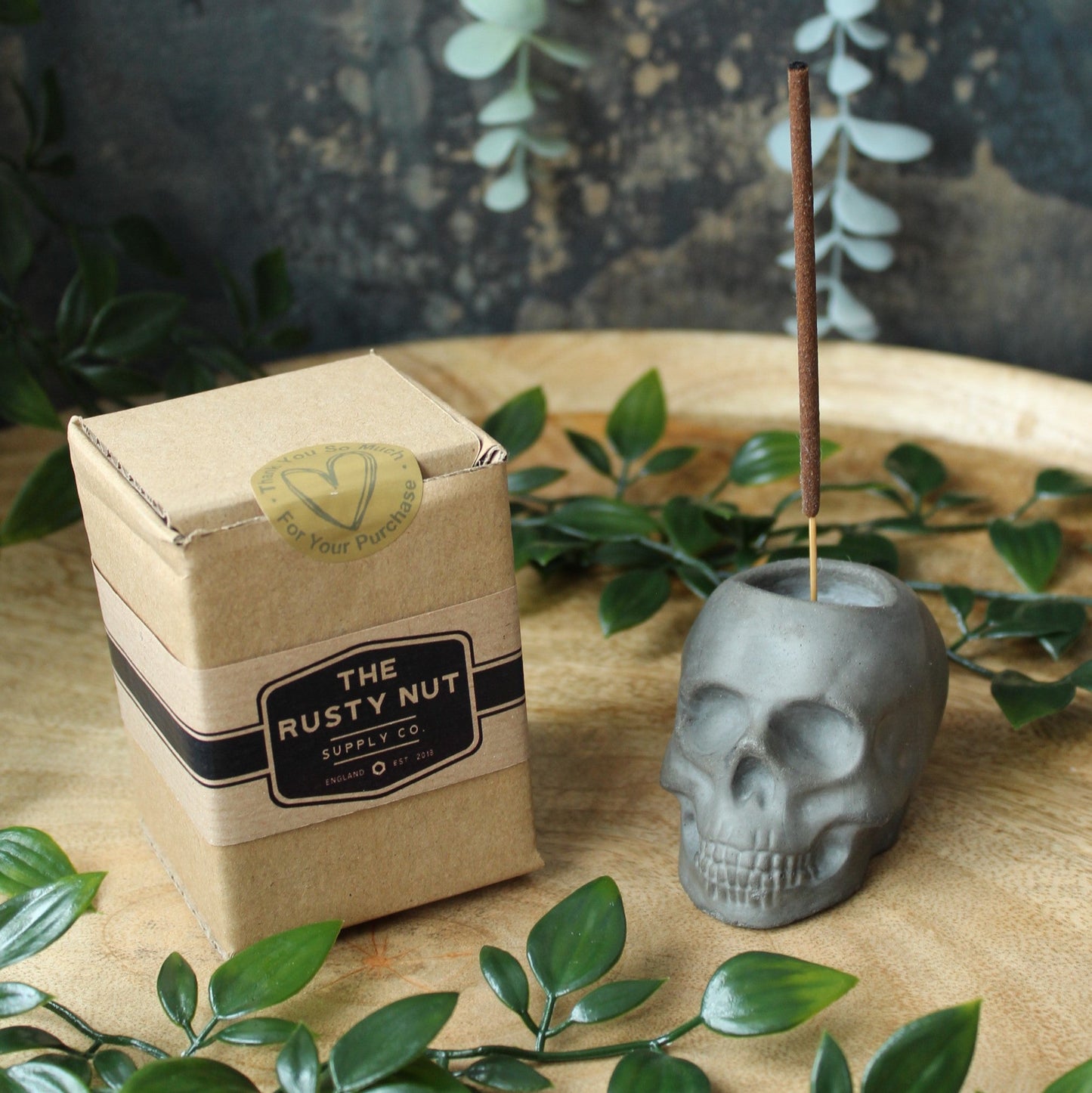 Skull Incense Holder – Cast Stone Incense Stick & Cone Burner