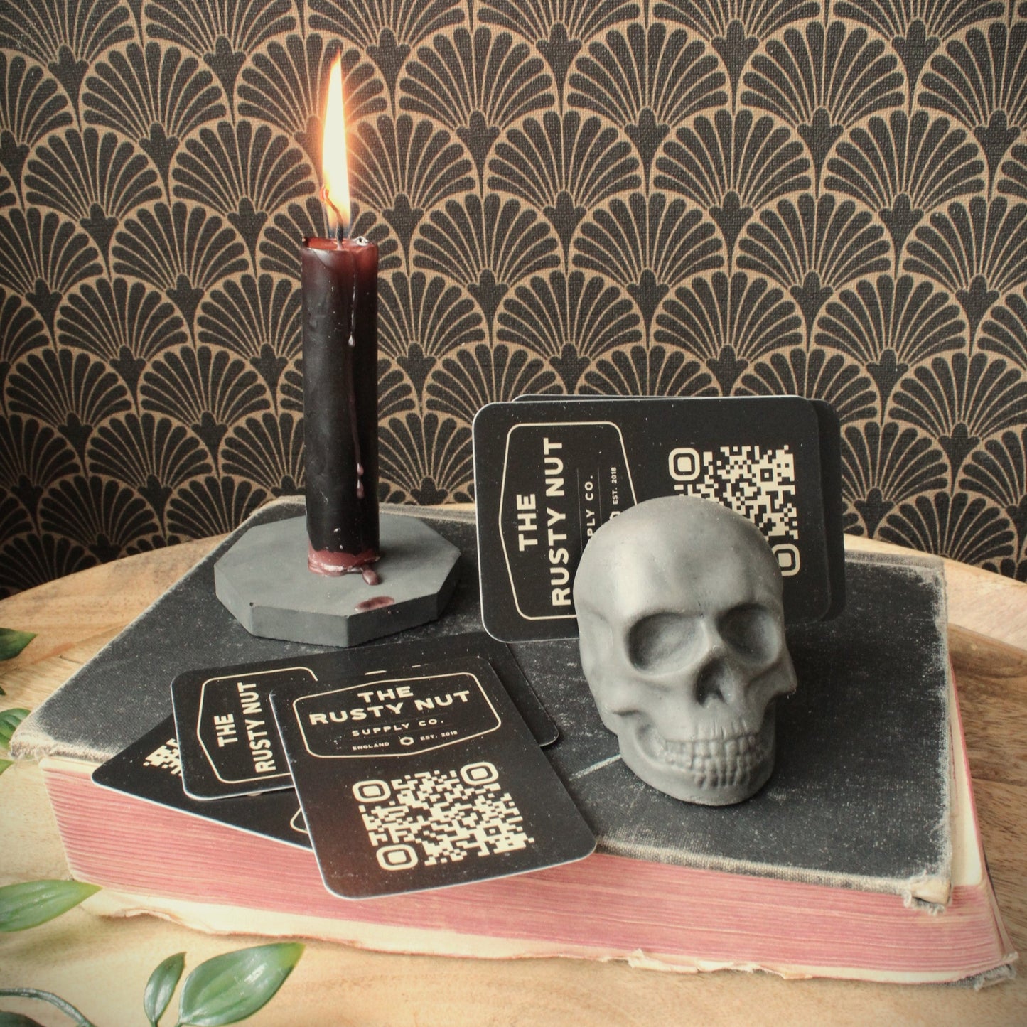 Skull Business Card Holder - Phantom Grey Stone