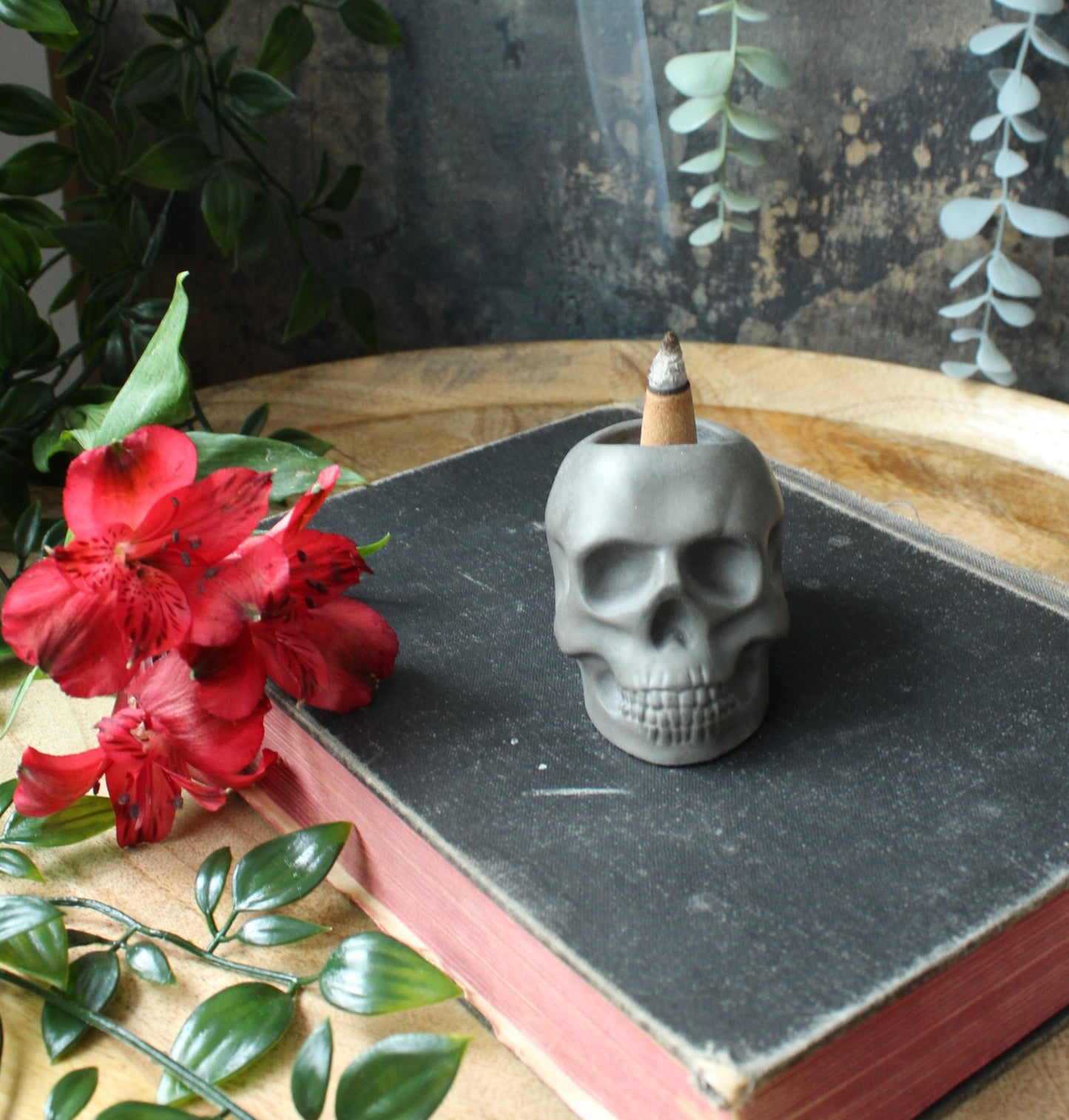 Skull Incense Holder – Cast Stone Incense Stick & Cone Burner