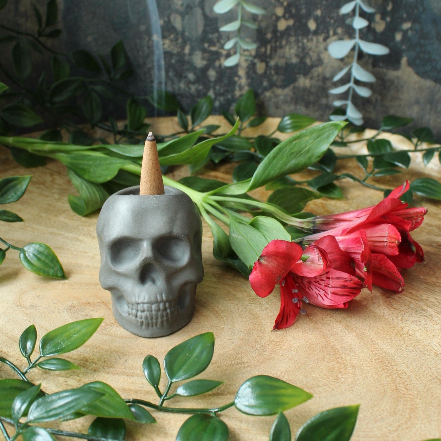Skull Incense Holder – Cast Stone Incense Stick & Cone Burner