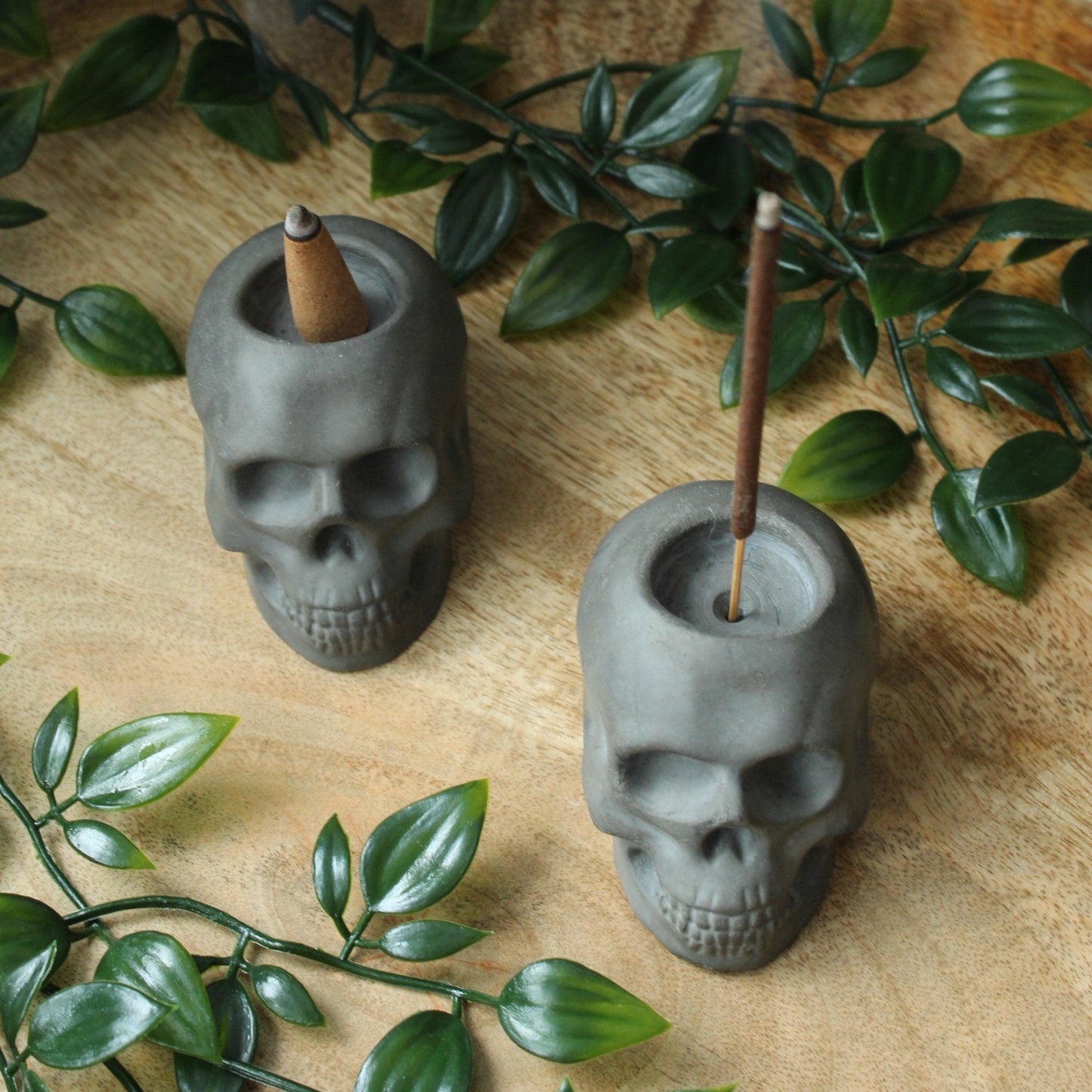 Skull Incense Holder – Cast Stone Incense Stick & Cone Burner