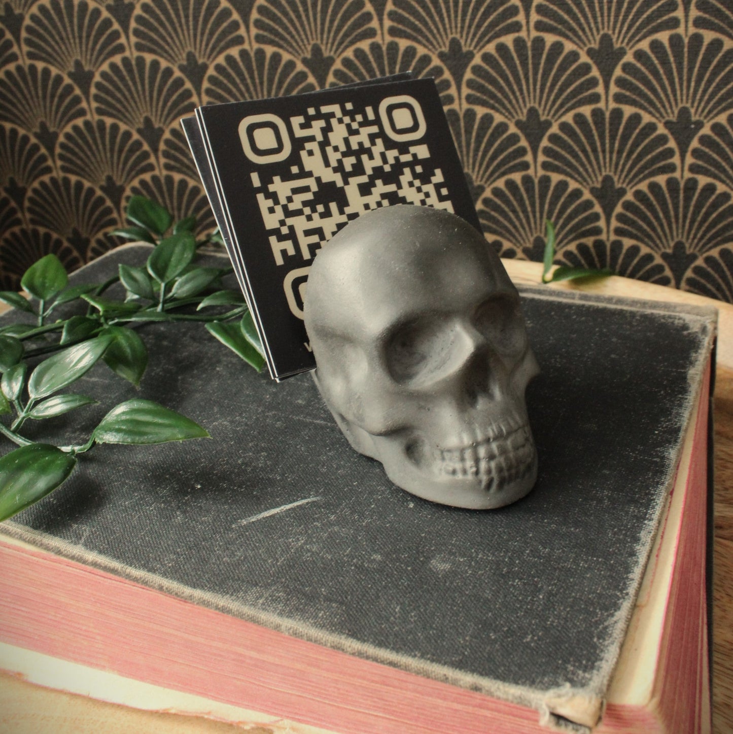 Skull Business Card Holder - Phantom Grey Stone