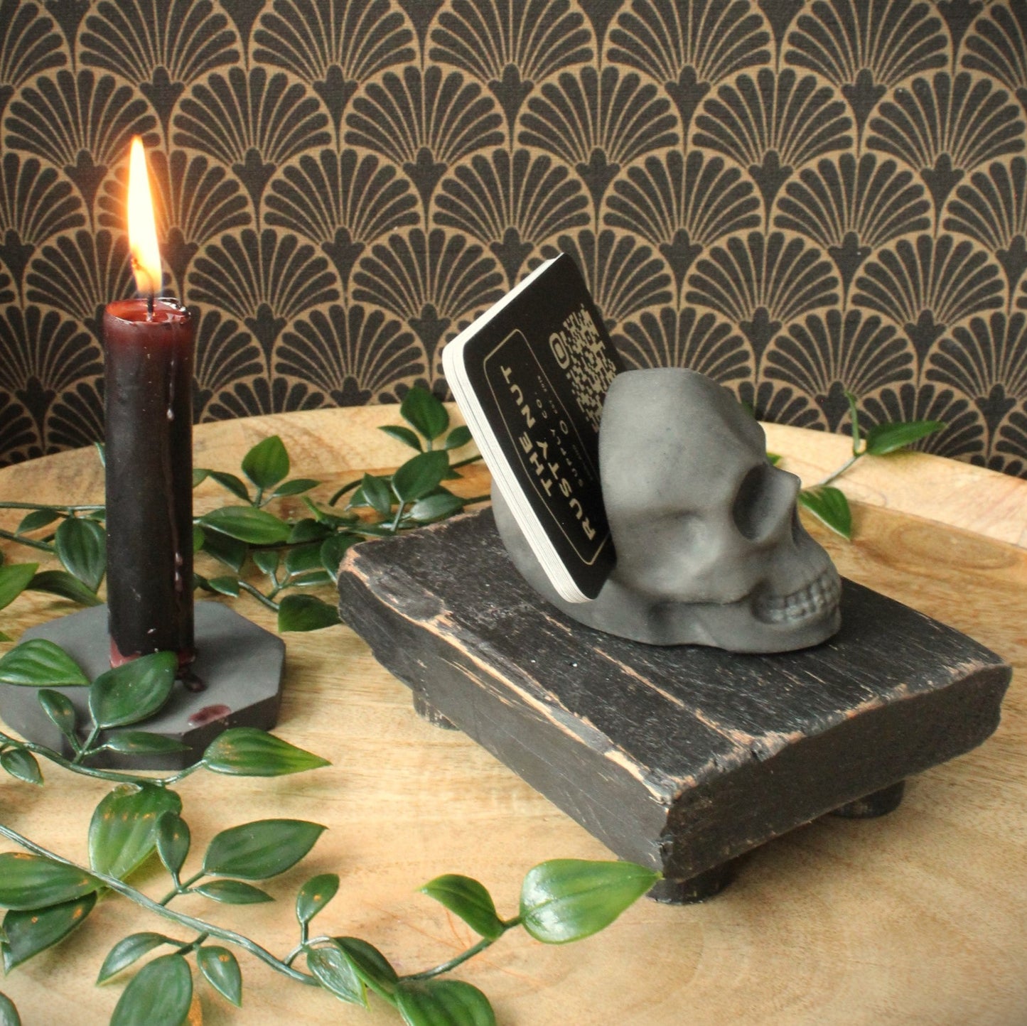 Skull Business Card Holder - Phantom Grey Stone