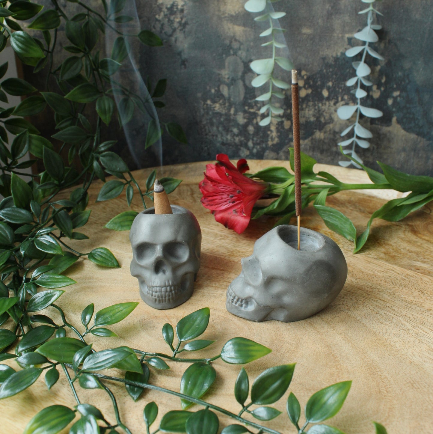 Skull Incense Holder – Cast Stone Incense Stick & Cone Burner