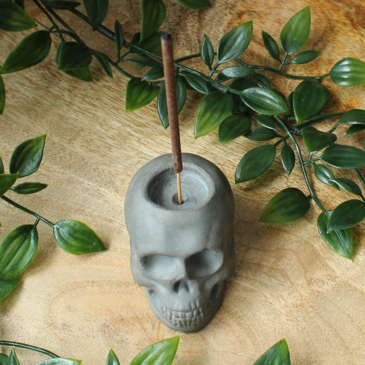 Skull Incense Holder – Cast Stone Incense Stick & Cone Burner
