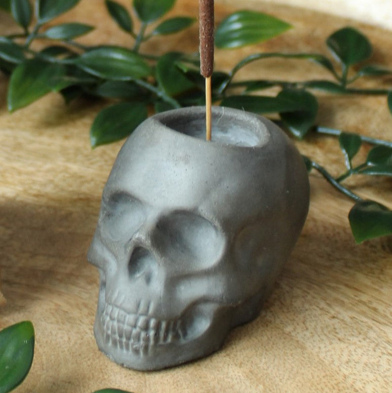Skull Incense Holder – Cast Stone Incense Stick & Cone Burner