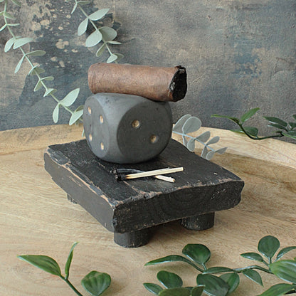 Stone Cigar Rest – Handmade Vintage Dice Cigar Holder