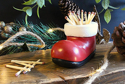 Santa boot match holder filled with matches