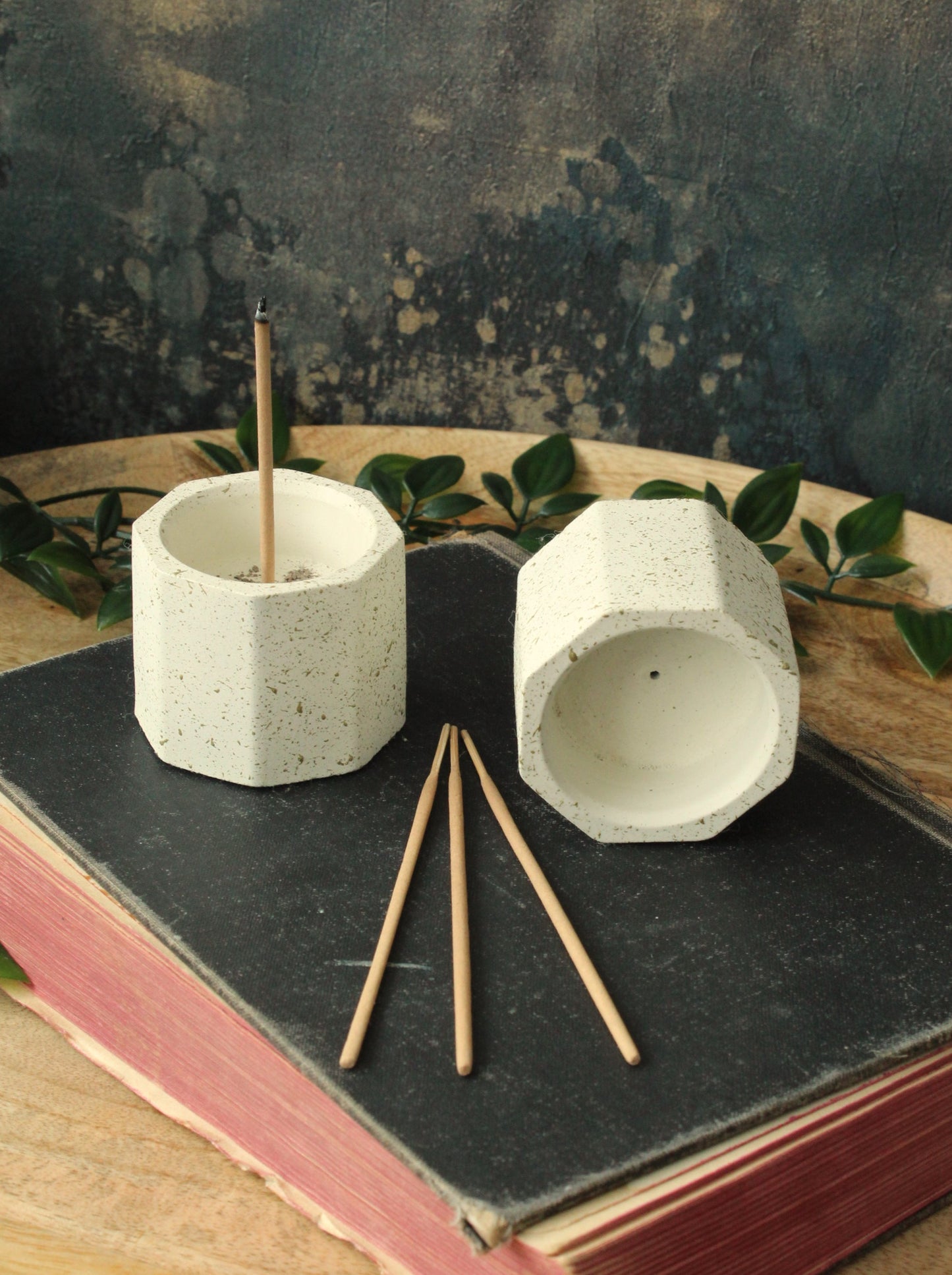 Hexagonal Cast Stone Incense Holder